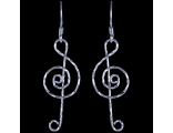 Серебряные серьги, скрипичный ключ