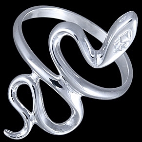 Серебряное кольцо, маленькая змейка
